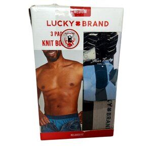 Lucky Brand  Elastic Logo Waistband For Comfort 3 Pack Knit Boxers Medium Size